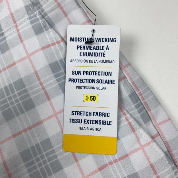 Jack Nicklaus Golf Shorts Mens 36 Bright White Check Stretch Wicking UPF - Picture 4 of 13